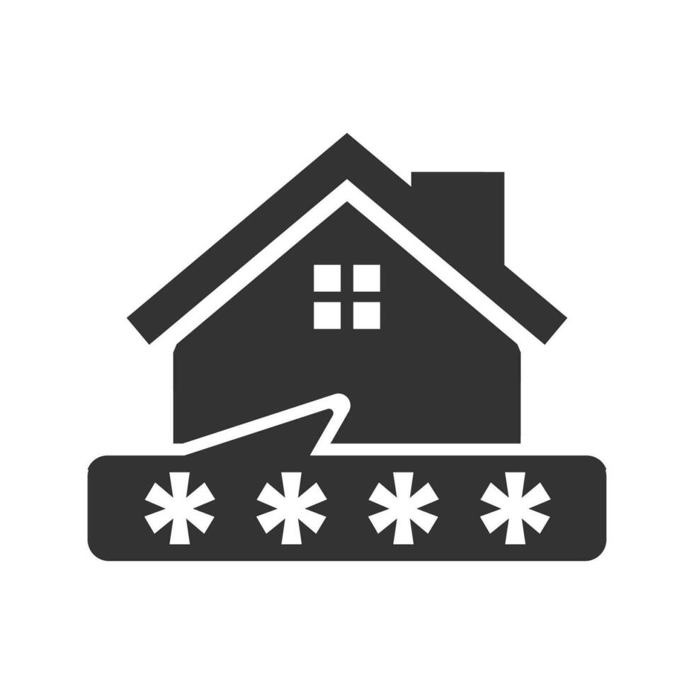 Vector illustration of house code icon in dark color and white background