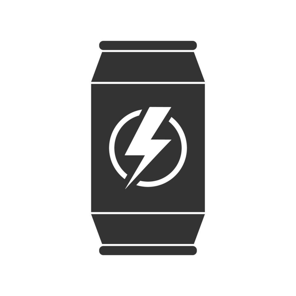 Vector illustration of energy drink cans icon in dark color and white background