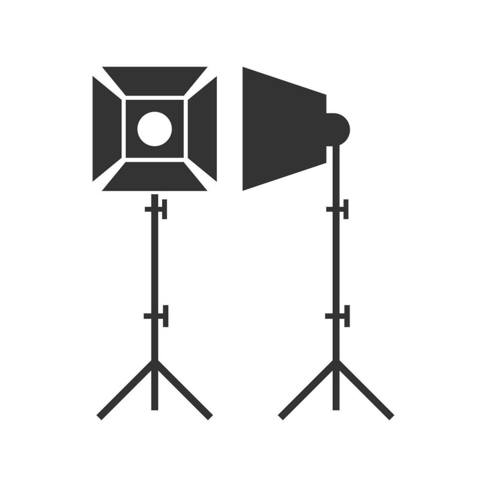 Vector illustration of studio flash icon in dark color and white background