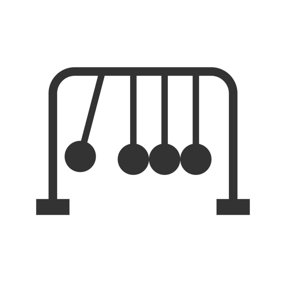 Vector illustration of physics ball newton cradle icon in dark color and white background