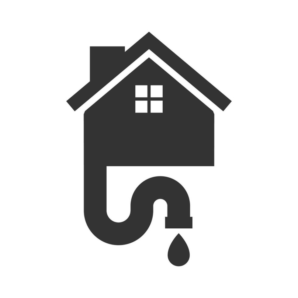 Vector illustration of house drains icon in dark color and white background