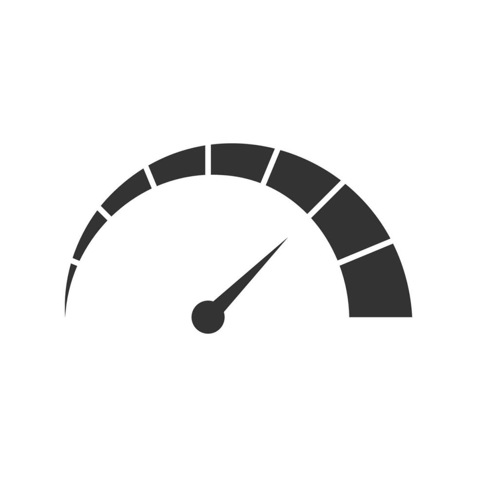 Vector illustration of speedometer icon in dark color and white background