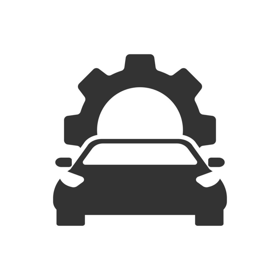 Vector illustration of car service icon in dark color and white background