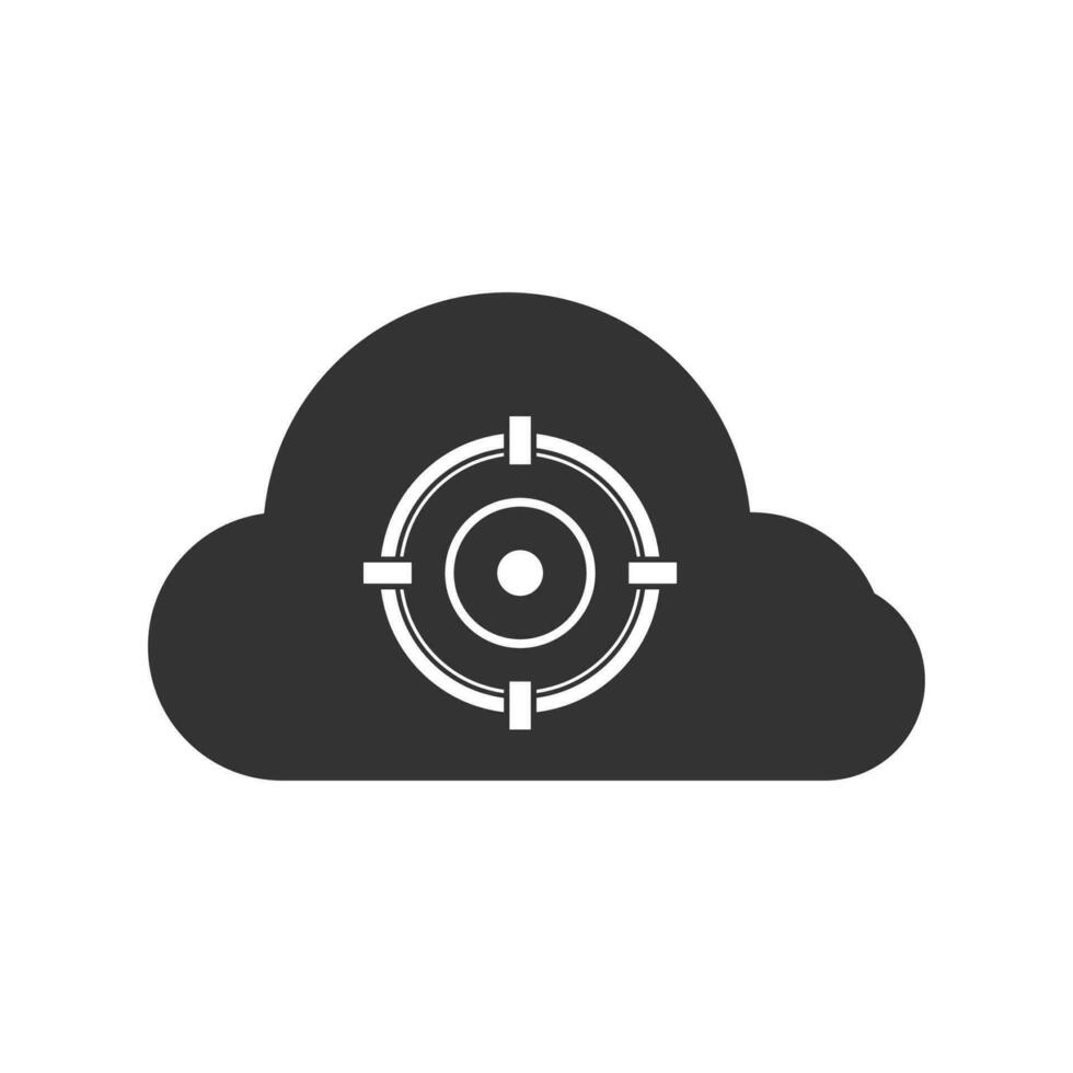 Vector illustration of cloud targets icon in dark color and white background