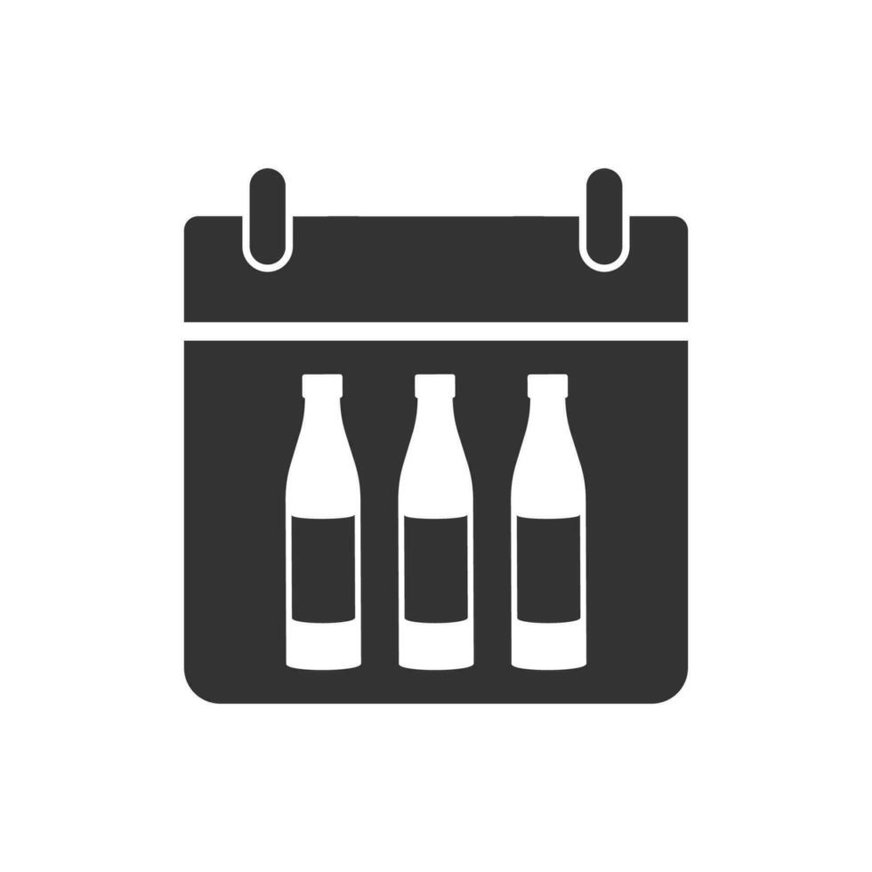 Vector illustration of bottle schedule icon in dark color and white background