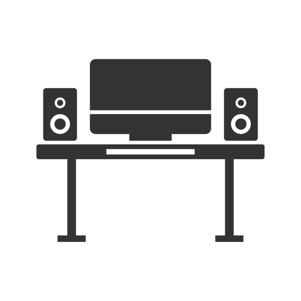 Vector illustration of computer setup icon in dark color and white background