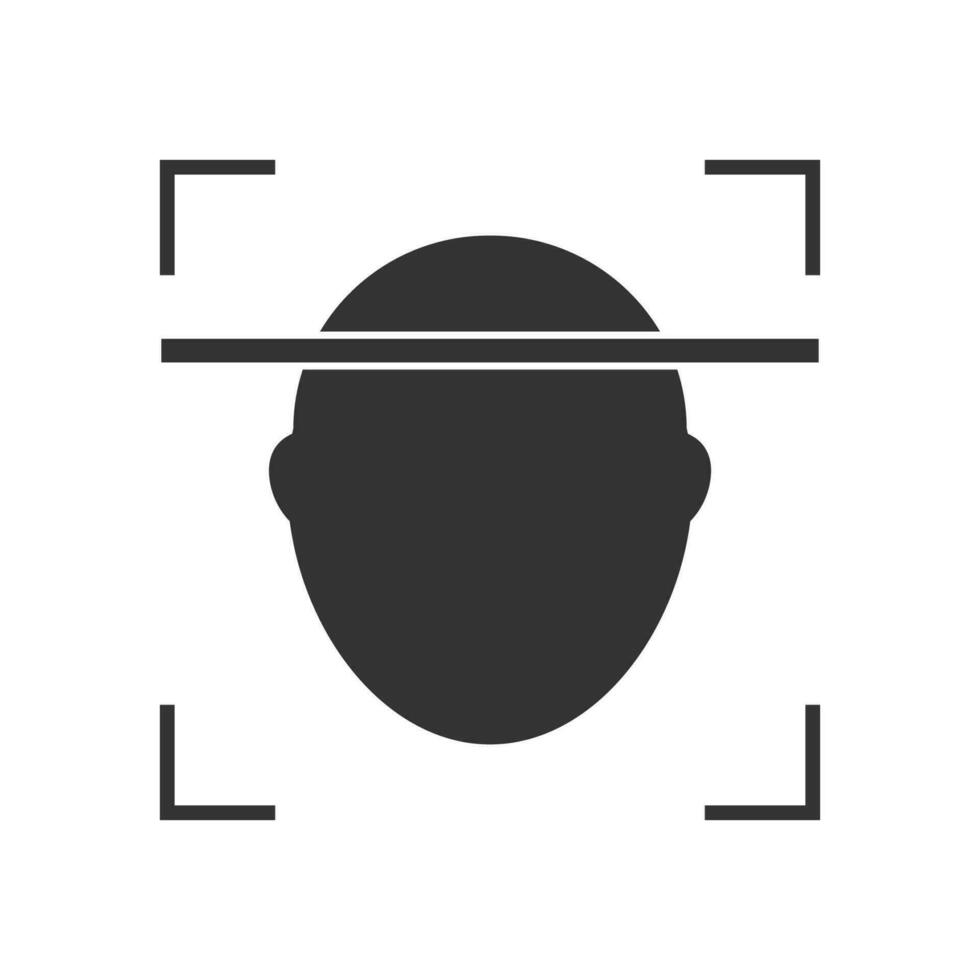 Vector illustration of face scans icon in dark color and white background