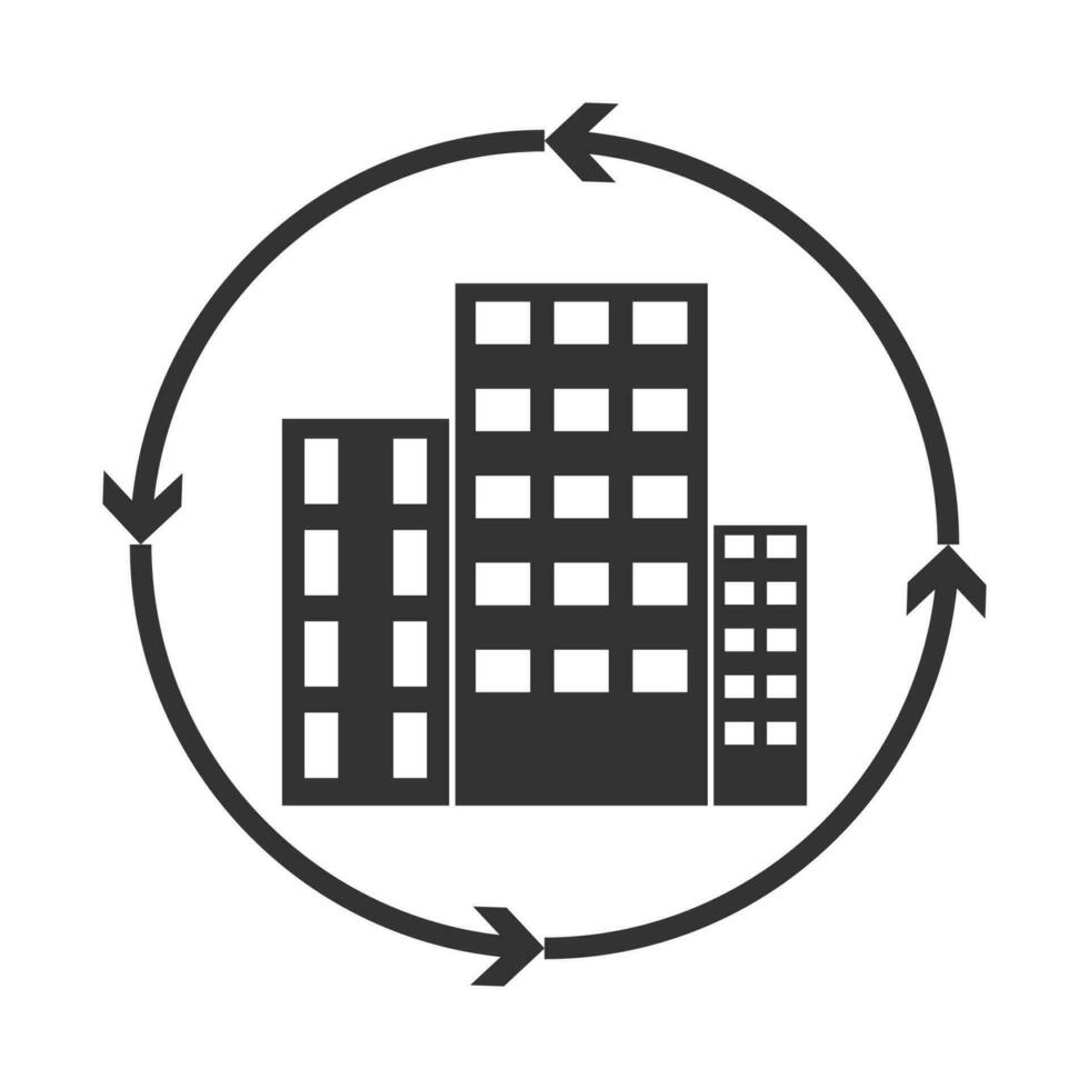 Vector illustration of eco-friendly city  icon in dark color and white background