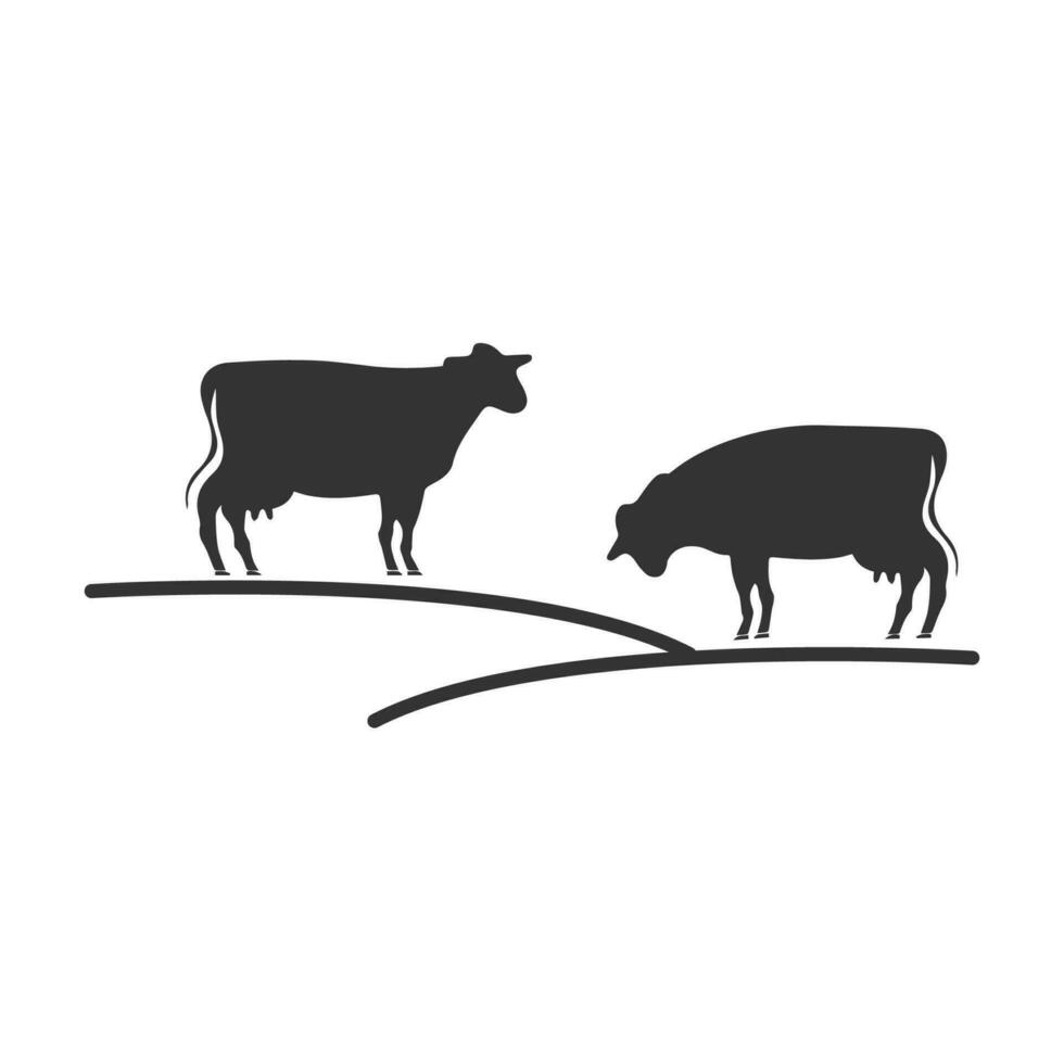 Vector illustration of cow yard icon in dark color and white background