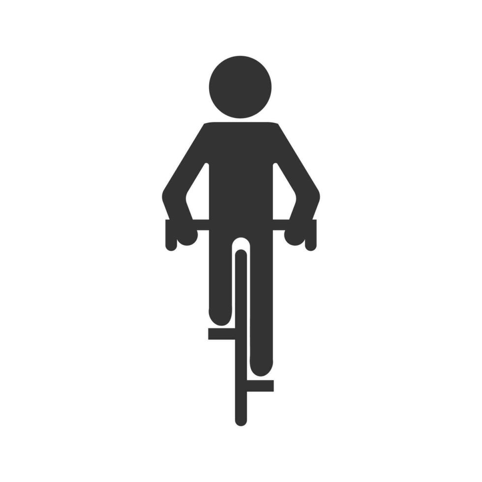 Vector illustration of ride a bicycle icon in dark color and white background