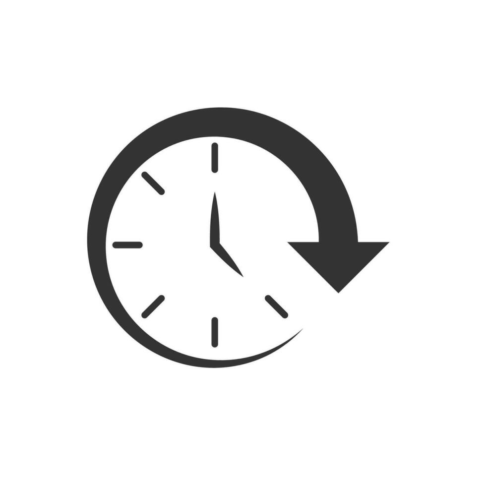 Vector illustration of time rotation icon in dark color and white background