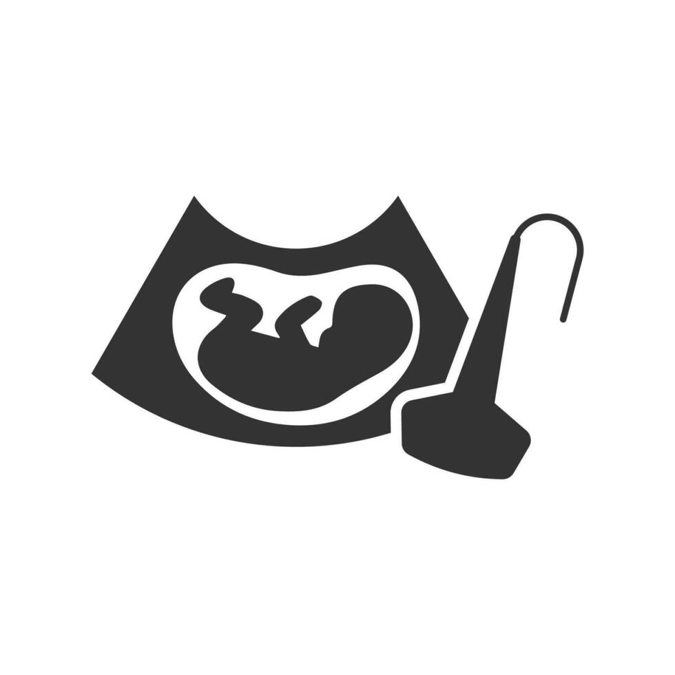Vector illustration of baby ultrasound icon in dark color and white background