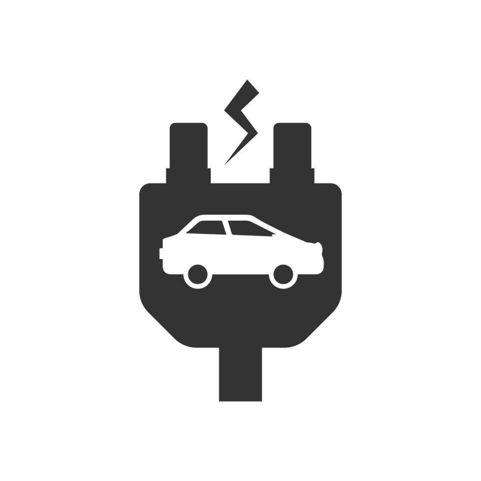 vector ilustración de coche enchufe icono en oscuro color y blanco antecedentes