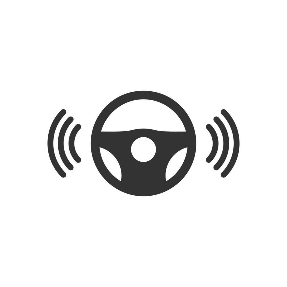 Vector illustration of smart steering wheel icon in dark color and white background