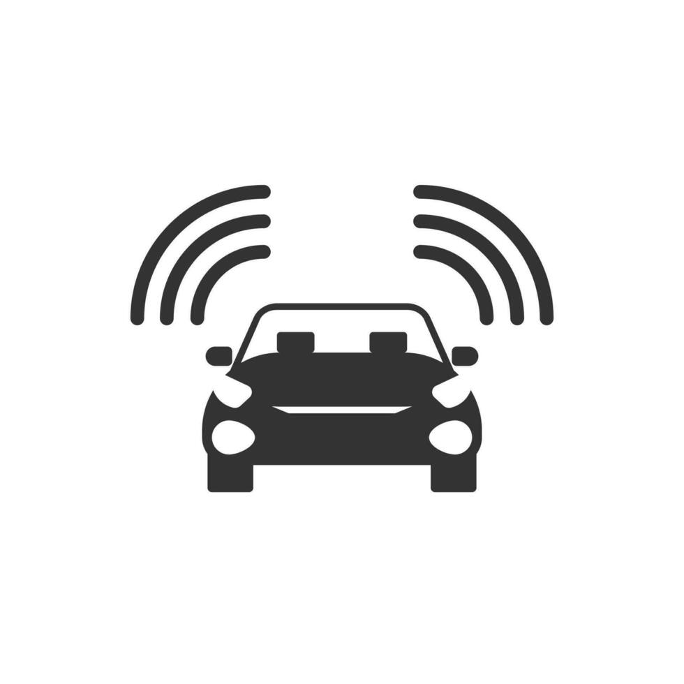 Vector illustration of car signal icon in dark color and white