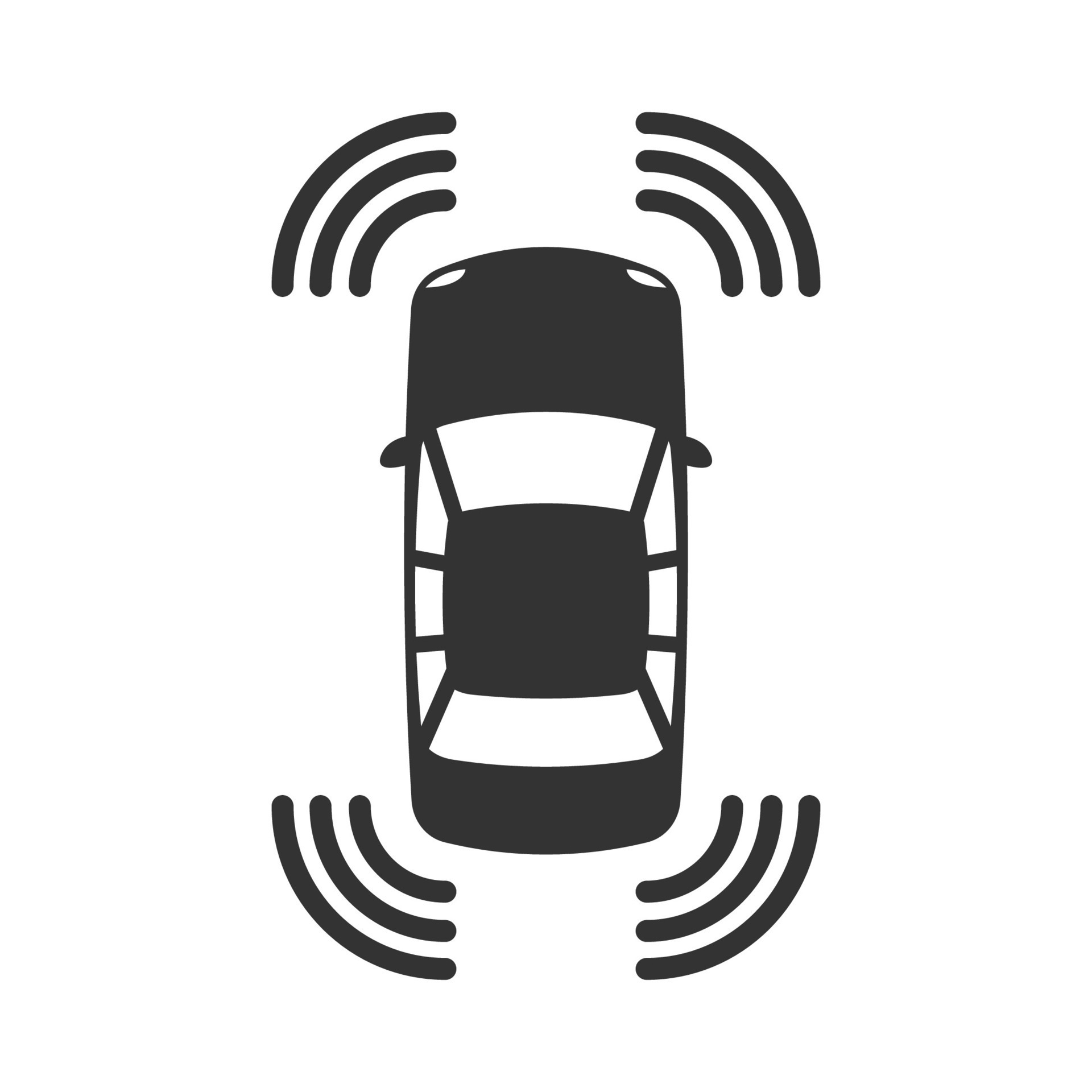 Vector illustration of smart car signal icon in dark color and white