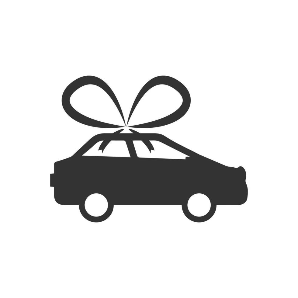 Vector illustration of gift car icon in dark color and white background