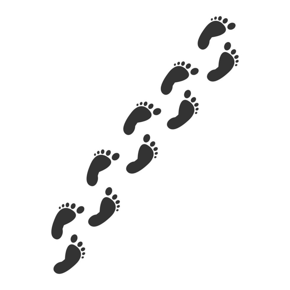 Vector illustration of footprints icon in dark color and white background