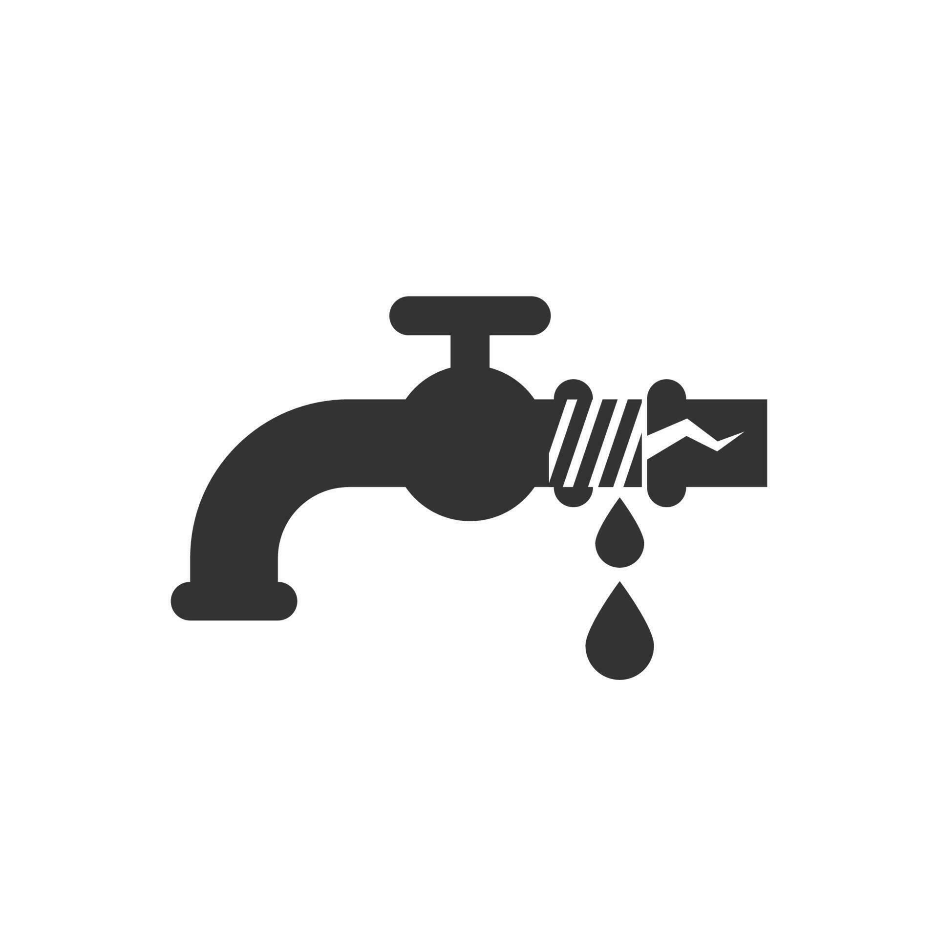 Vector illustration of leaky faucet icon in dark color and white