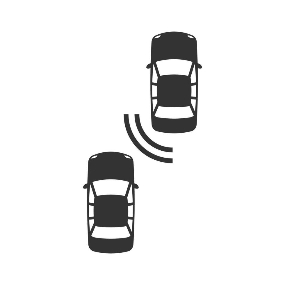 Vector illustration of front car sensors icon in dark color and white background