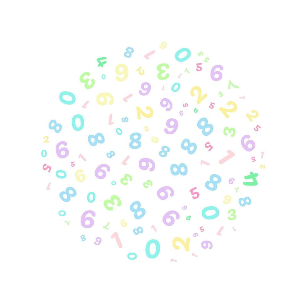 A background with colorful numbers of various sizes as a pattern. vector