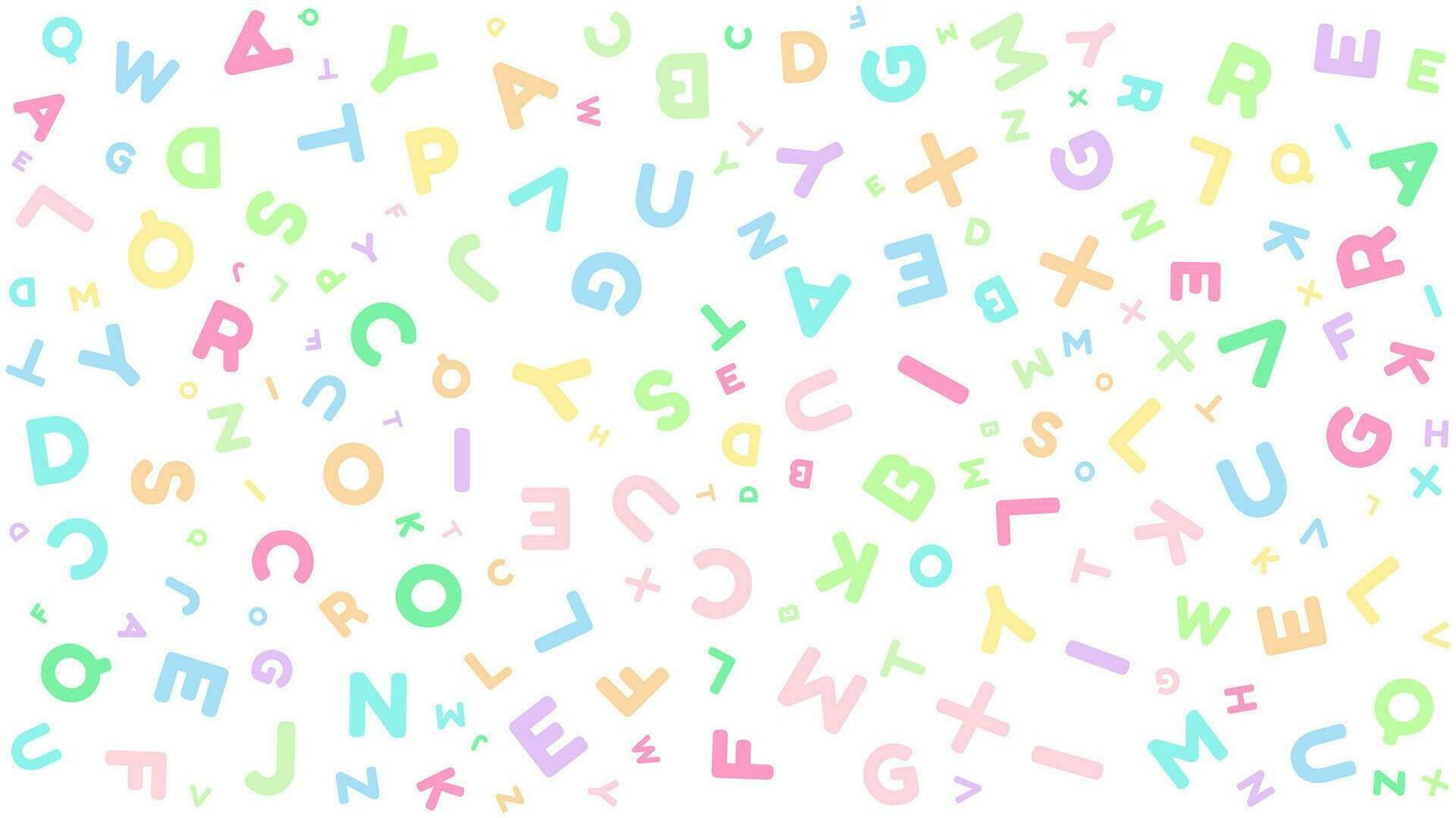 A background with colorful letters of various sizes as a pattern. vector