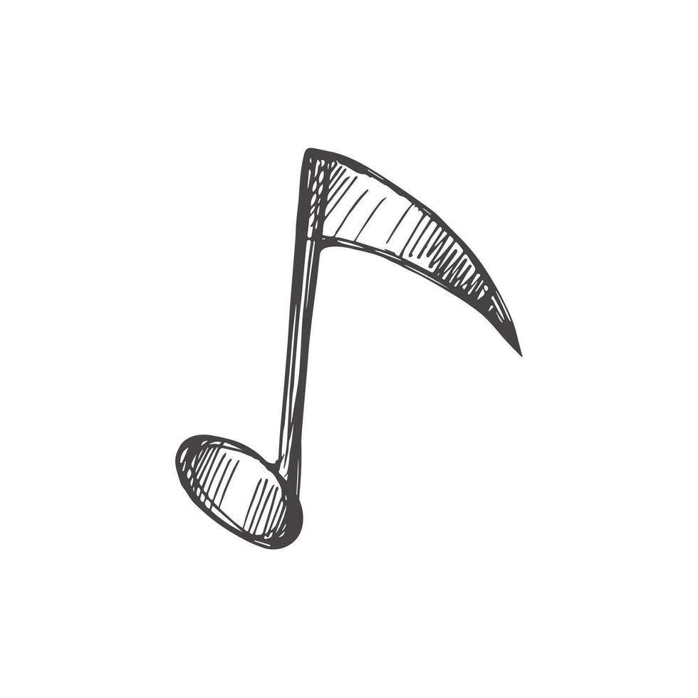 Vector hand-drawn music Illustration. Detailed retro style musical note sketch. Vintage sketch element. Back to School.