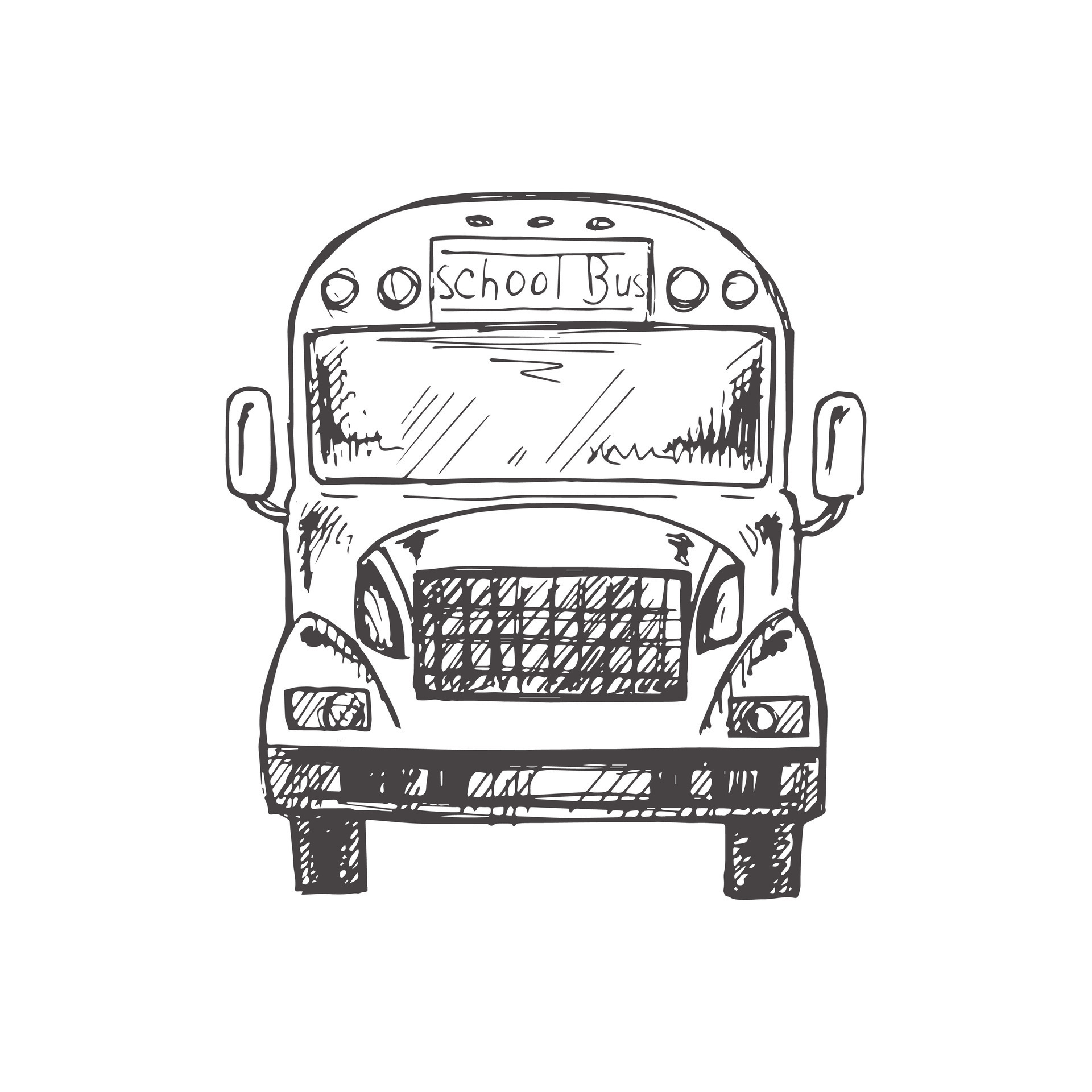 Vector Hand Drawn School Illustration Detailed Retro Style School Bus Hand Drawn School Illustration Detailed Retro Style School Bus Sketch Vintage Sketch Element Back To School Vector