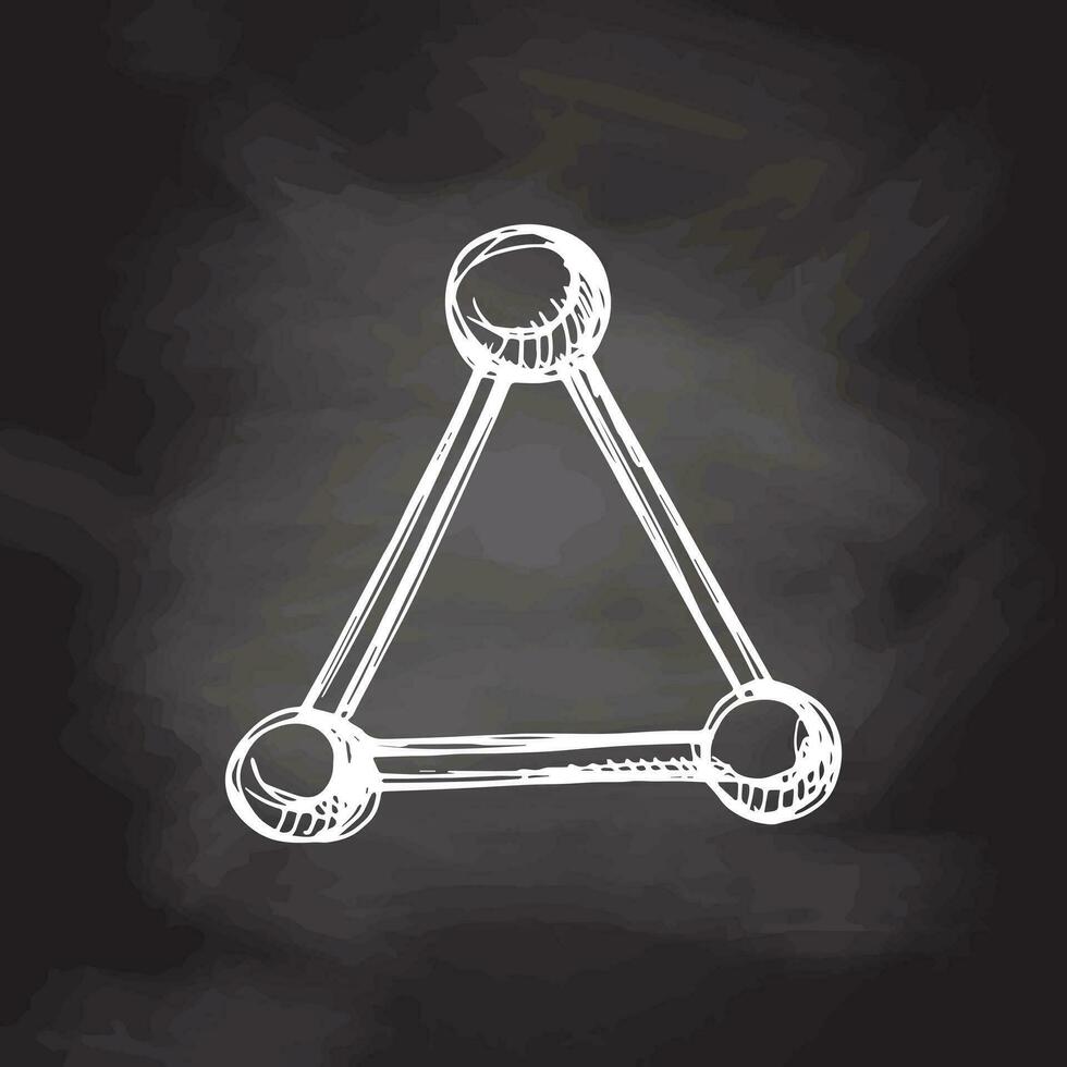 Vector hand-drawn school Illustration. Detailed retro style crystallized molecule sketch on chalkboard background. Vintage sketch element. Back to School. The science.