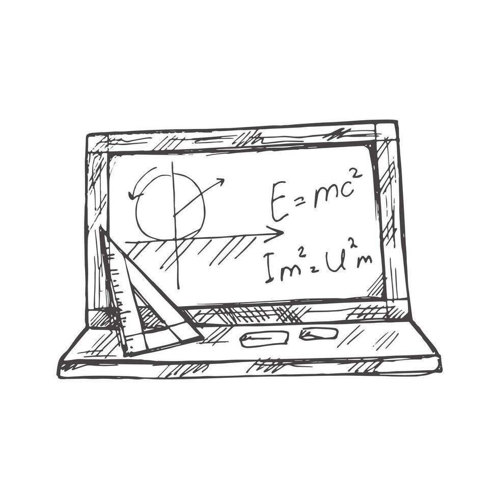 Vector hand-drawn school Illustration. Detailed retro style blackboard sketch. Vintage sketch element.  Back to School.