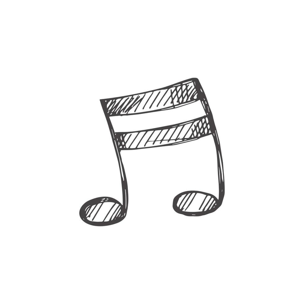 Vector hand-drawn music Illustration. Detailed retro style musical note sketch. Vintage sketch element. Back to School.