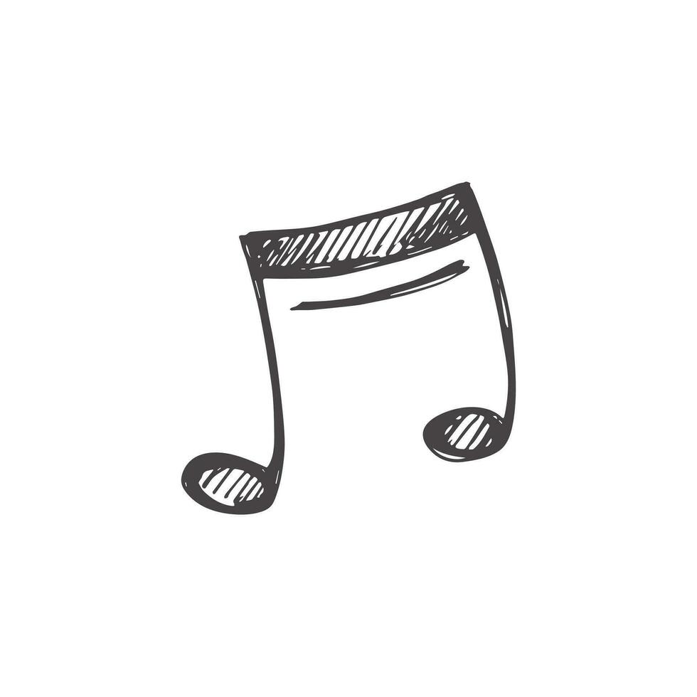 Vector hand-drawn music Illustration. Detailed retro style musical note sketch. Vintage sketch element. Back to School.