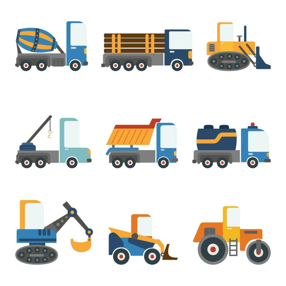 A set of cartoon vehicles for children's design. Vector on a white background.