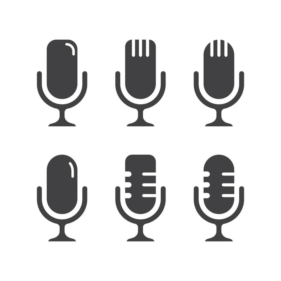 micrófono podcast icono conjunto aislado vector ilustración.
