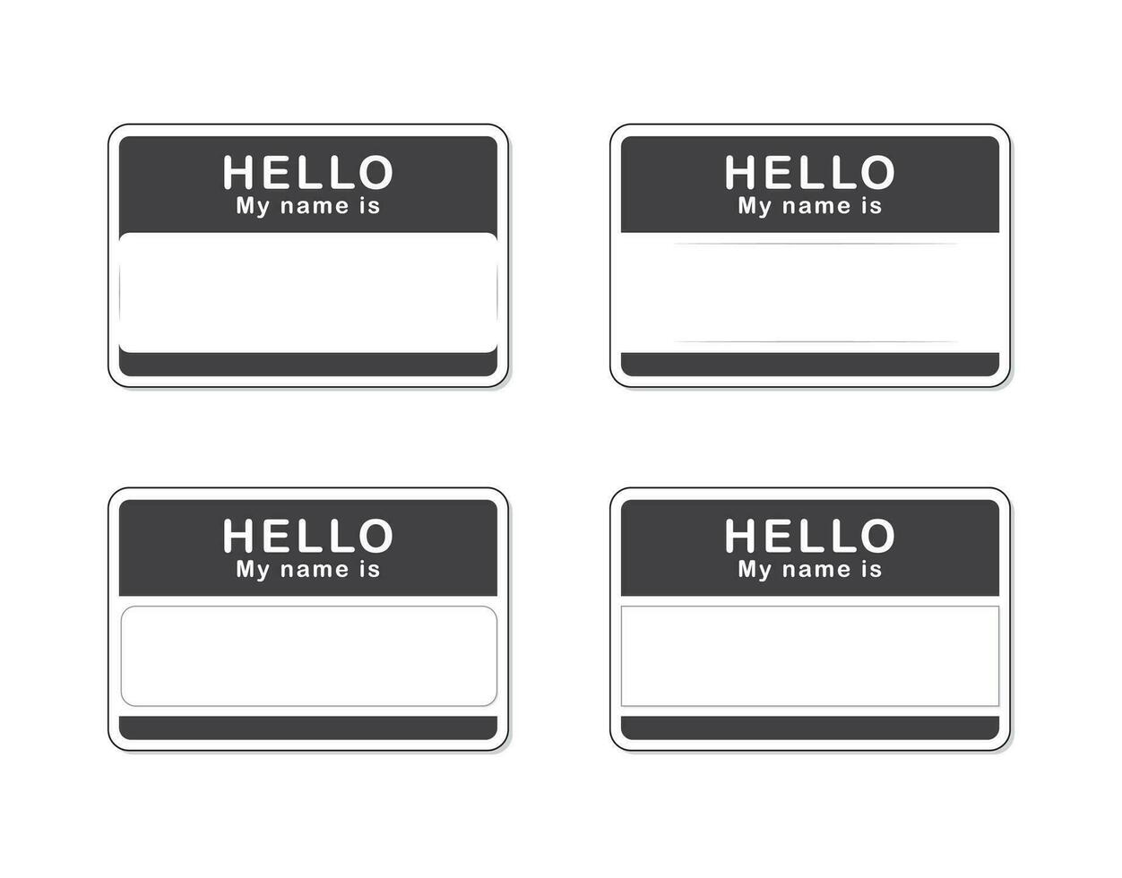 Name tag blank sticker HELLO my name is, isolated flat design vector illustration.