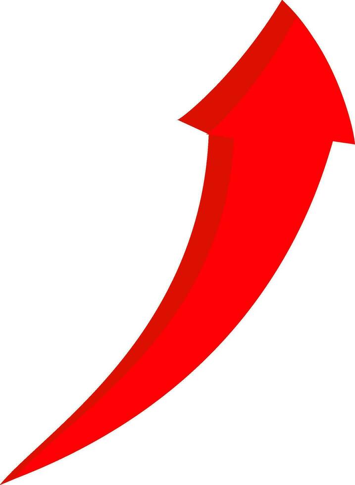 Growing Red Arrow up. Concept of sales symbol icon with realistic 3d arrow moving up. Growth chart sign. Flexible arrow indication statistic. Profit arrow vector illustration. Replaceablel vector.