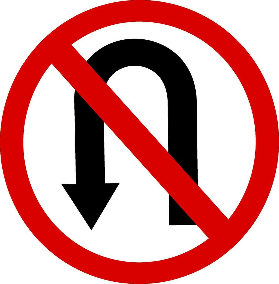 Warning traffic sign no U-TURN. Replaceable vector design.