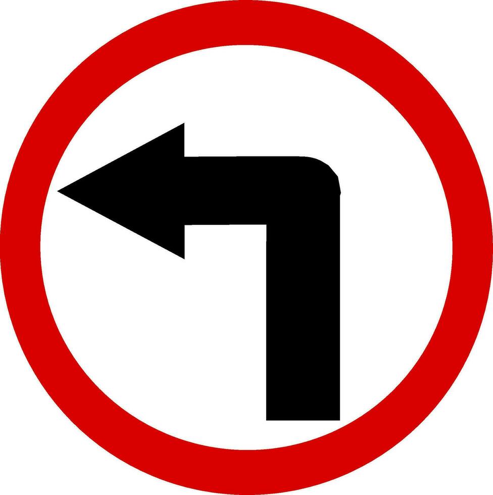 Turn left sign and symbol highway traffic sign on road. Replaceable vector design.