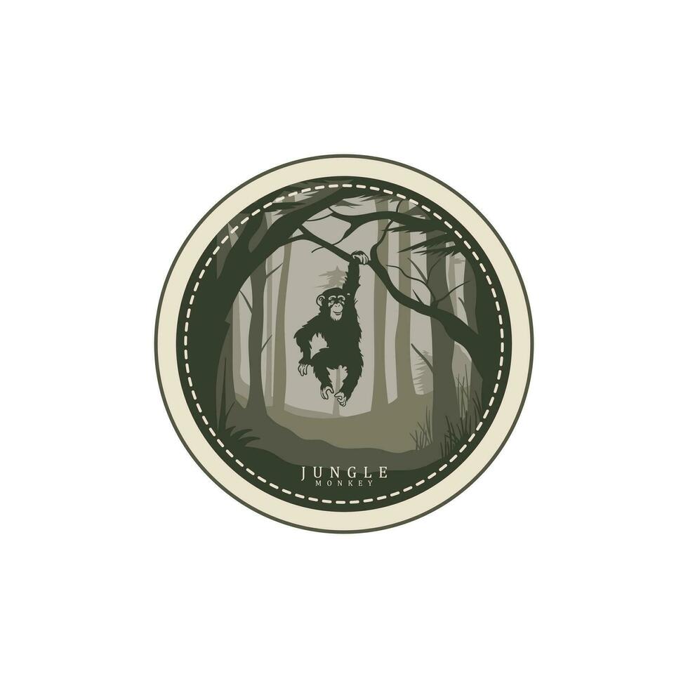 jungle monkey sticker template design illustration. vector