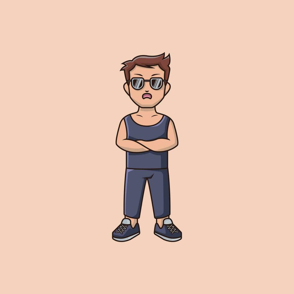 Illustration male character with glasses. vector