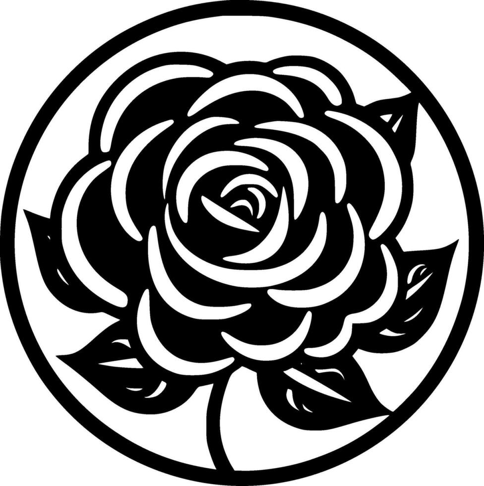 flor - negro y blanco aislado icono - vector ilustración