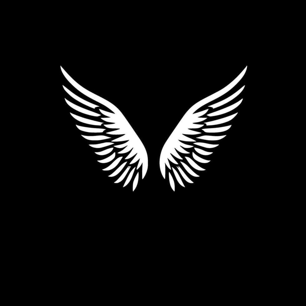 Angel Wings, Black and White Vector illustration