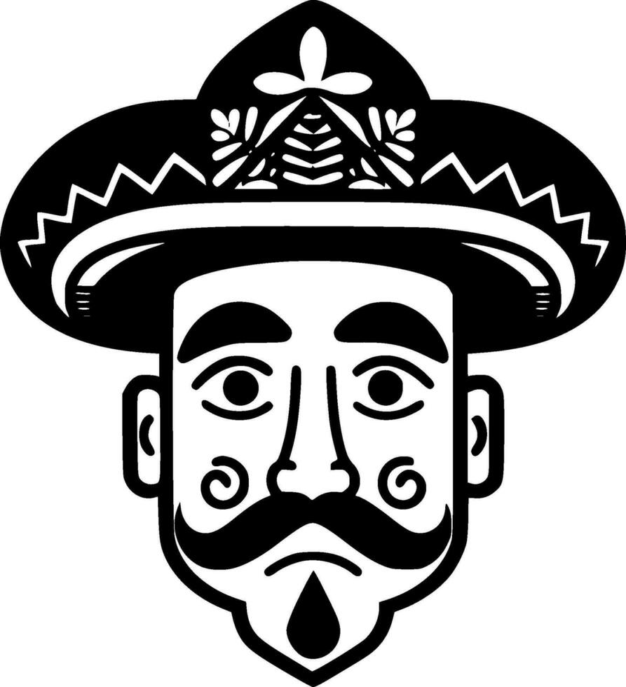 Mexican, Black and White Vector illustration