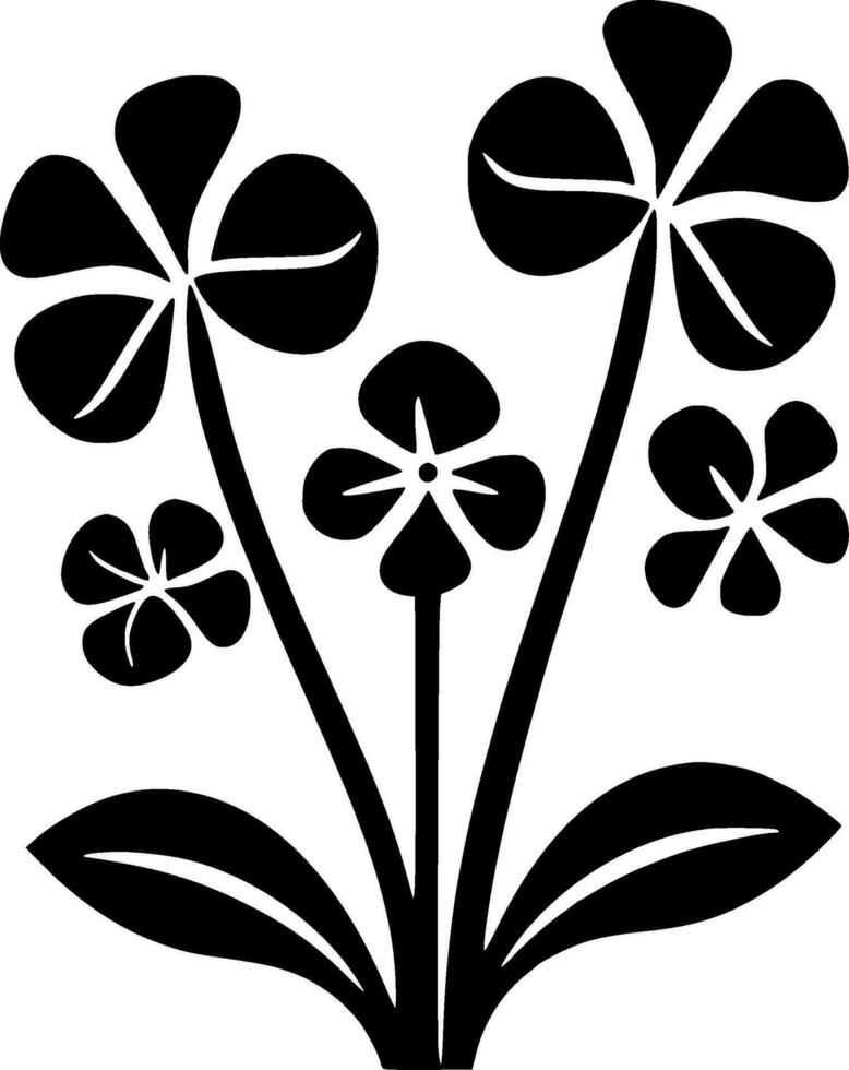 Flowers - Black and White Isolated Icon - Vector illustration