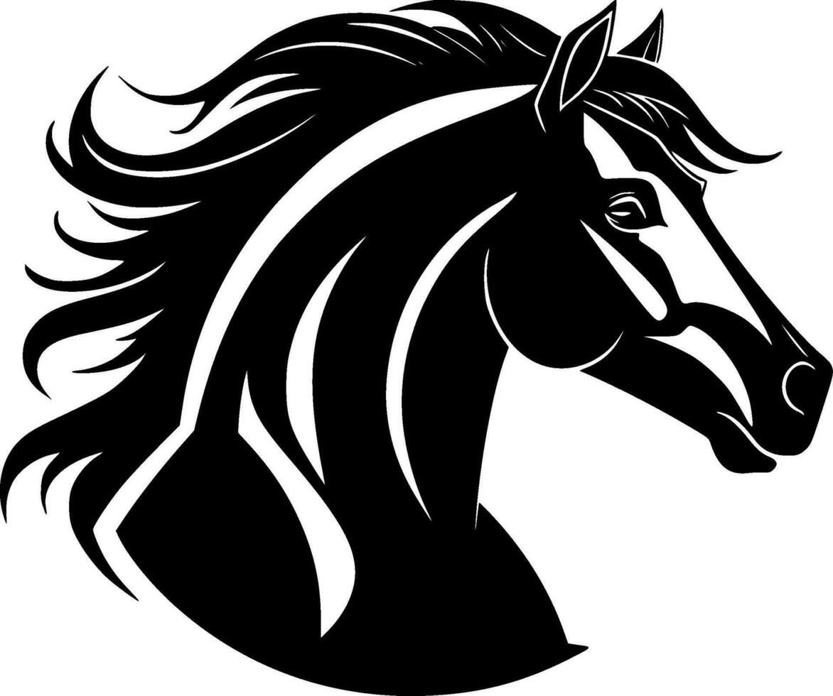 Horse, Black and White Vector illustration