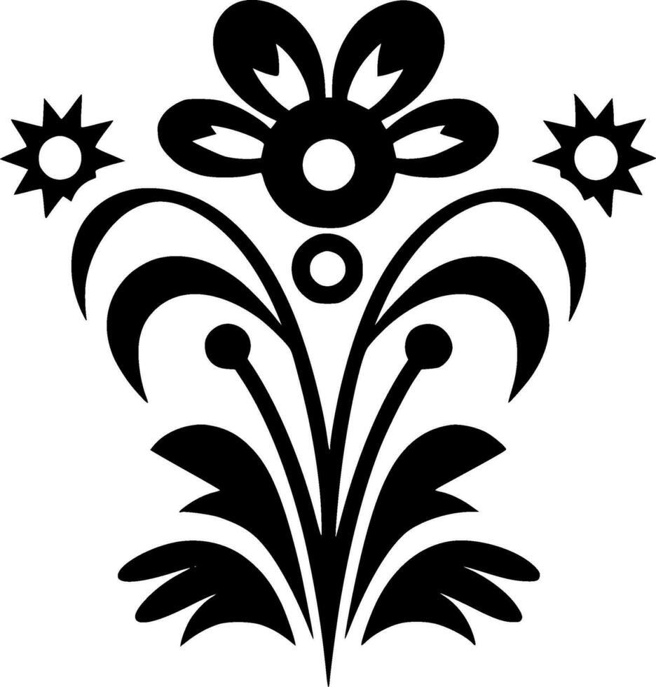 Flower - Black and White Isolated Icon - Vector illustration