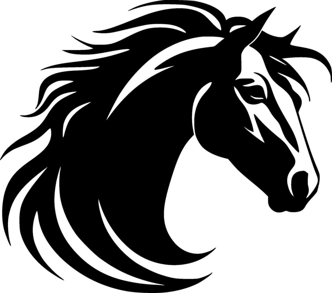 caballo - negro y blanco aislado icono - vector ilustración