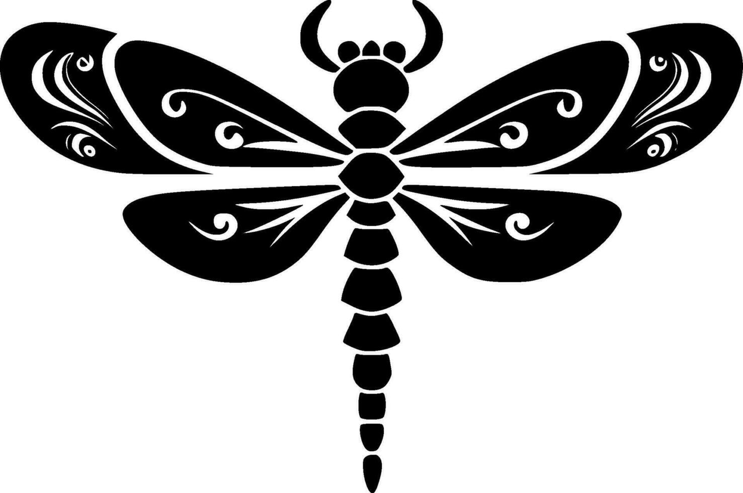 Dragonfly - Black and White Isolated Icon - Vector illustration