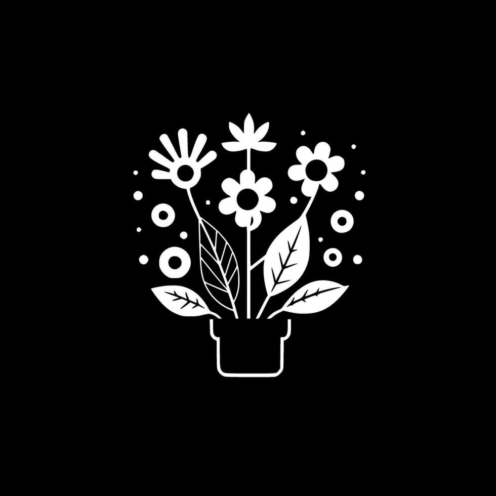 Flowers, Black and White Vector illustration