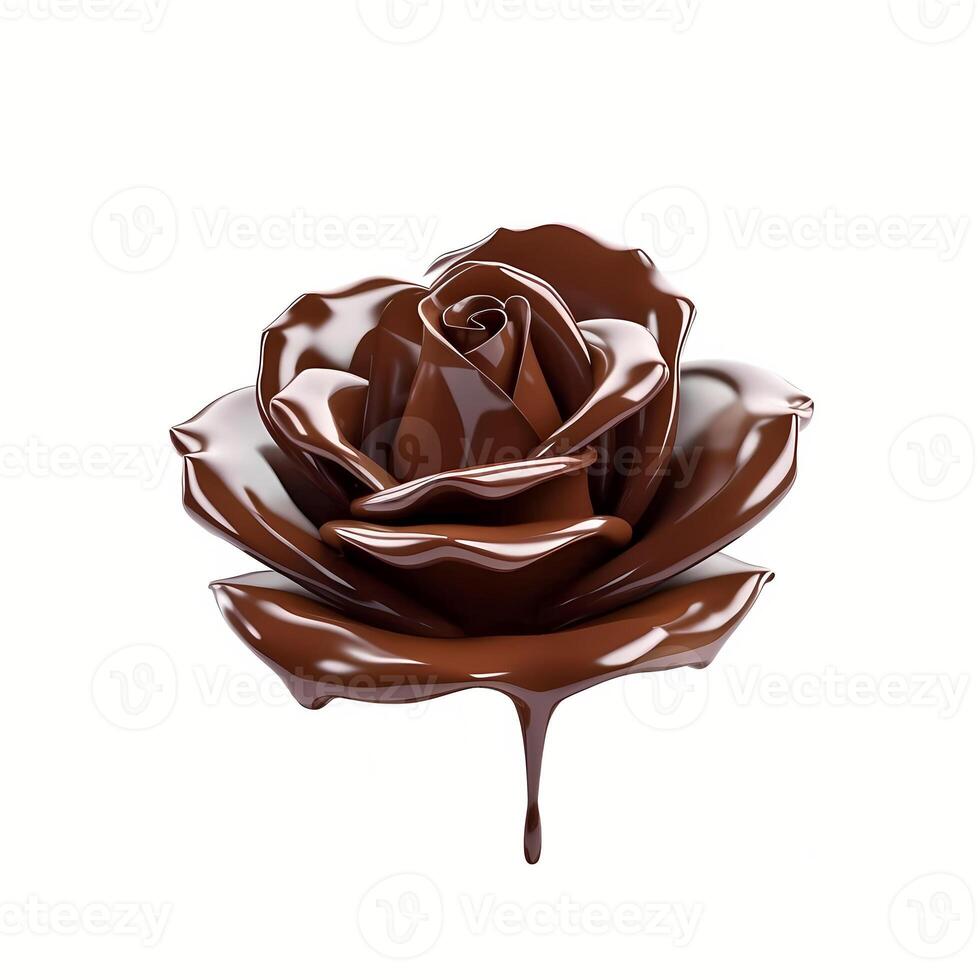 Chocolate rose isolated on white background. World Chocolate Day